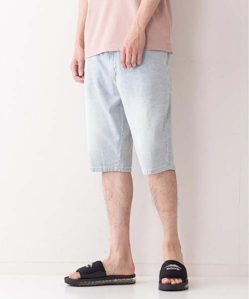 Blue Standard (ブルースタンダード)の「【BLUE STANDARD】AIRBLOWデニム ストレッチ素材 ショートパンツ(デニムパンツ・メンズ・ブルー系その他/ライトインディゴブルー・X-LARGE/MEDIUM/LARGE)」の2枚目の写真