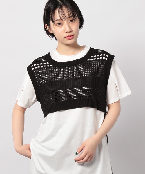 PAGEBOY(ページボーイ)の「スカシショートビスチェ(ベスト・レディース・オフホワイト/ブラック・FREE)」の4枚目の写真