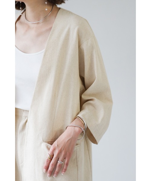 Bonjour Sagan（ボンジュールサガン）の「リネンノーカラージャケット