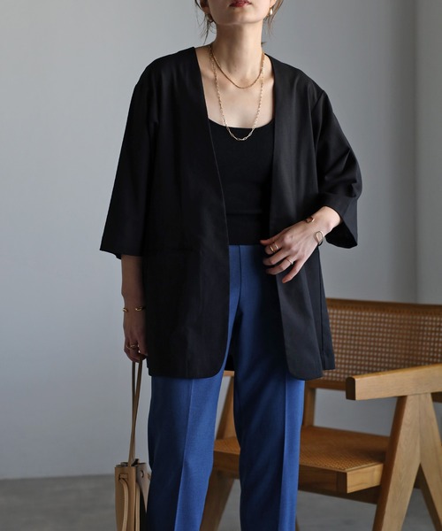 Bonjour Sagan（ボンジュールサガン）の「リネンノーカラージャケット