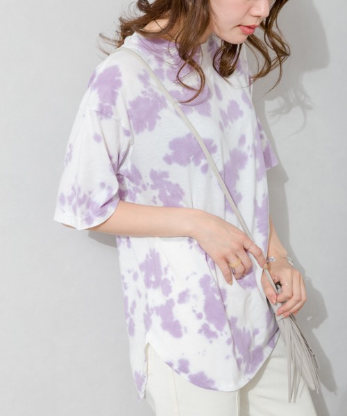 SpRay(スプレイ)の「タイダイ Tシャツ(Tシャツ/カットソー・レディース・ベージュ/パープル/ネイビー・FREE)」の2枚目の写真