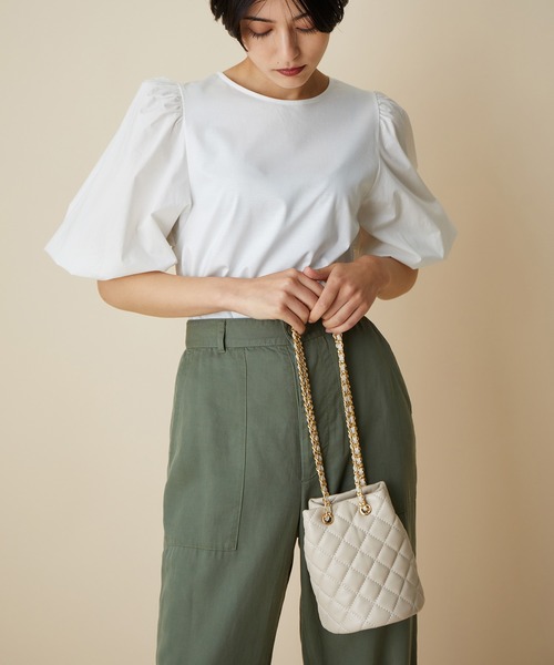 MADEMOISELLE ROPE'（マドモアゼル ロペ）の「キルティングチェーンドロストミニバッグ（ハンドバッグ・レディース・ブラック/オフホワイト・FREE）」の12枚目の写真