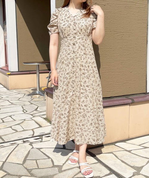 セール】花柄フロントタックワンピ【ZOZOTOWN限定アイテム