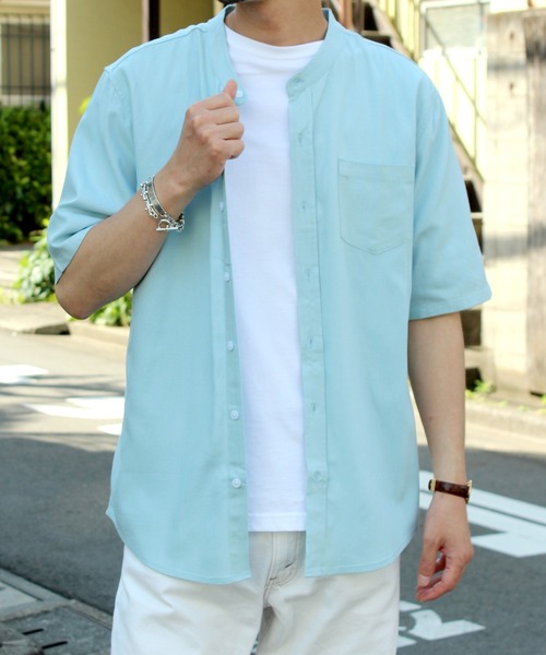 yield(イールド)の「【yield select apparel】麻レーヨン バンドカラーSSシャツ 106(シャツ/ブラウス・メンズ・ホワイト/ブラック/ネイビー/グレー/オリーブ/サックスブルー/ブルー/ワインレッド/ラベンダー・M/L/XL)」の6枚目の写真