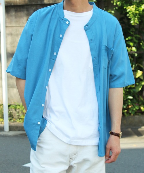 yield(イールド)の「【yield select apparel】麻レーヨン バンドカラーSSシャツ 106(シャツ/ブラウス・メンズ・ホワイト/ブラック/ネイビー/グレー/オリーブ/サックスブルー/ブルー/ワインレッド/ラベンダー・M/L/XL)」の7枚目の写真