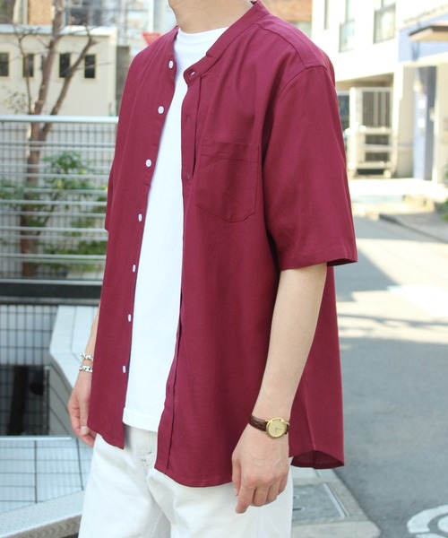 yield(イールド)の「【yield select apparel】麻レーヨン バンドカラーSSシャツ 106(シャツ/ブラウス・メンズ・ホワイト/ブラック/ネイビー/グレー/オリーブ/サックスブルー/ブルー/ワインレッド/ラベンダー・M/L/XL)」の9枚目の写真