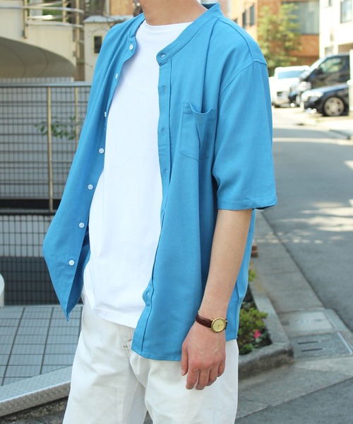 yield(イールド)の「【yield select apparel】麻レーヨン バンドカラーSSシャツ 106(シャツ/ブラウス・メンズ・ホワイト/ブラック/ネイビー/グレー/オリーブ/サックスブルー/ブルー/ワインレッド/ラベンダー・M/L/XL)」の10枚目の写真