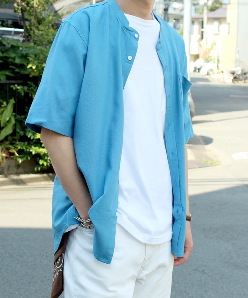 yield(イールド)の「【yield select apparel】麻レーヨン バンドカラーSSシャツ 106(シャツ/ブラウス・メンズ・ホワイト/ブラック/ネイビー/グレー/オリーブ/サックスブルー/ブルー/ワインレッド/ラベンダー・M/L/XL)」の11枚目の写真