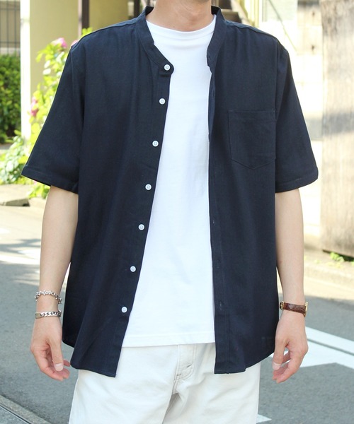 yield(イールド)の「【yield select apparel】麻レーヨン バンドカラーSSシャツ 106(シャツ/ブラウス・メンズ・ホワイト/ブラック/ネイビー/グレー/オリーブ/サックスブルー/ブルー/ワインレッド/ラベンダー・M/L/XL)」の15枚目の写真