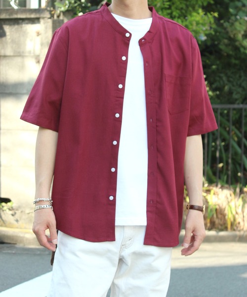 yield(イールド)の「【yield select apparel】麻レーヨン バンドカラーSSシャツ 106(シャツ/ブラウス・メンズ・ホワイト/ブラック/ネイビー/グレー/オリーブ/サックスブルー/ブルー/ワインレッド/ラベンダー・M/L/XL)」の18枚目の写真