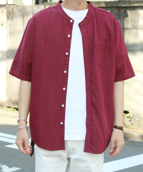 yield(イールド)の「【yield select apparel】麻レーヨン バンドカラーSSシャツ 106(シャツ/ブラウス・メンズ・ホワイト/ブラック/ネイビー/グレー/オリーブ/サックスブルー/ブルー/ワインレッド/ラベンダー・M/L/XL)」の20枚目の写真