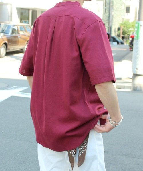 yield(イールド)の「【yield select apparel】麻レーヨン バンドカラーSSシャツ 106(シャツ/ブラウス・メンズ・ホワイト/ブラック/ネイビー/グレー/オリーブ/サックスブルー/ブルー/ワインレッド/ラベンダー・M/L/XL)」の22枚目の写真