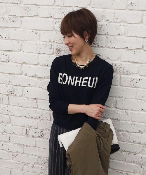 DISCOAT（ディスコート）の「【Discoat】ロゴニットプルオーバー（ニット/セーター・レディース・オフホワイト/ネイビー/キャメル/その他19・FREE）」の3枚目の写真