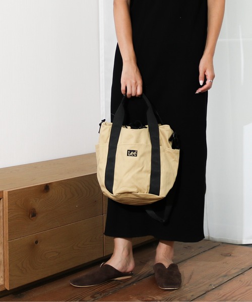 Lee（リー）の「Lee/リー　キャンバス 2way巾着トート（ショルダーバッグ・レディース・ホワイト/ブラック/ベージュ・FREE）」の8枚目の写真