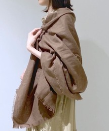 バビロン BABYLONE ストール(ショール) ウール×アンゴラ ベージュ×レッド×マルチ BEGG&CO/チェック柄 美品 マフラー BABYLONE（バビロン）の「BABYLONE ⁄ ダウンケープ（ストール⁄ショール