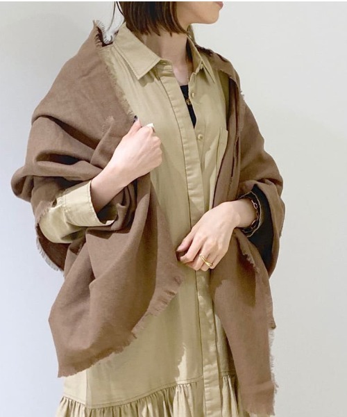 BABYLONE(バビロン)の「THROW / カシミヤ混ストール(ストール/ショール・レディース・ブラウン/ナチュラル・フリー)」の7枚目の写真