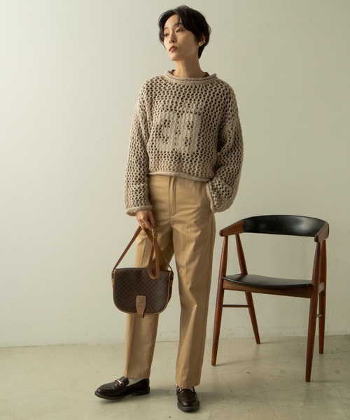 ANGIE(アンジー)の「センタープレスハイウエストワークパンツ(チノパンツ・レディース・ブラック/ベージュ/カーキ・MEDIUM/LARGE)」の18枚目の写真