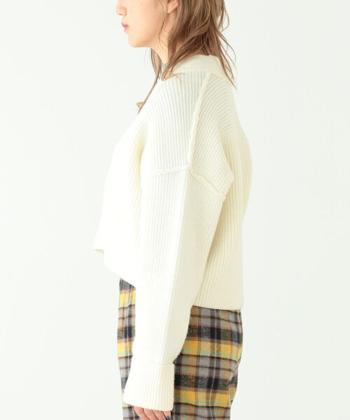 BEAMS BOY（ビームスボーイ）の「BEAMS BOY / 7ゲージ ミリタリー Vネック カーディガン（ニット/セーター・レディース・オフホワイト/オリーブ/グレー・ONE SIZE）」の13枚目の写真