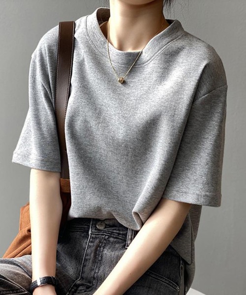Bifrost(ビフレスト)の「無地ベーシッククルーネックTシャツ(Tシャツ/カットソー・レディース・ワインレッド/ブルー/グレー/ホワイト/ブラック・F)」の4枚目の写真
