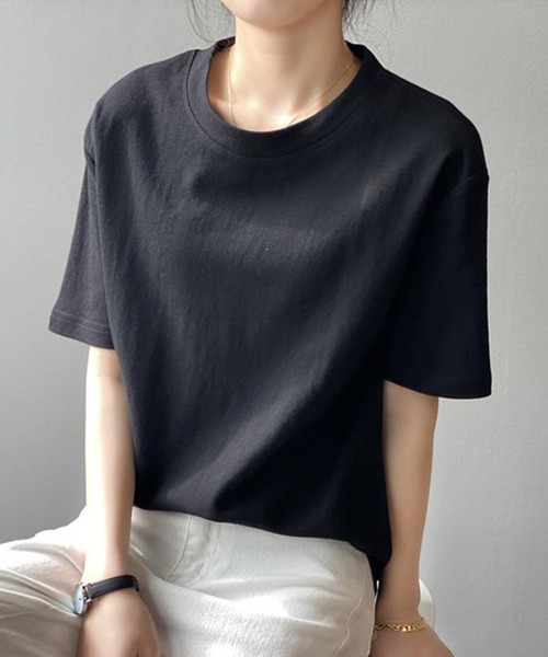Bifrost(ビフレスト)の「無地ベーシッククルーネックTシャツ(Tシャツ/カットソー・レディース・ワインレッド/ブルー/グレー/ホワイト/ブラック・F)」の3枚目の写真