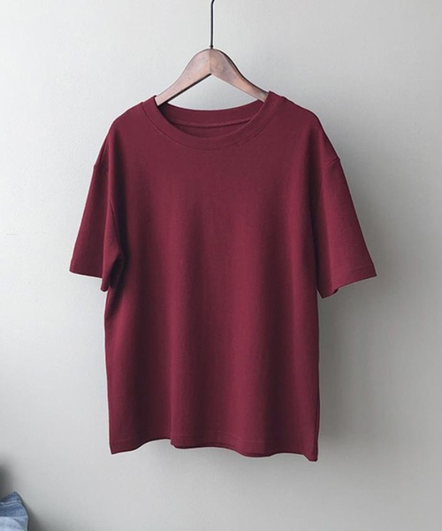 Bifrost(ビフレスト)の「無地ベーシッククルーネックTシャツ(Tシャツ/カットソー・レディース・ワインレッド/ブルー/グレー/ホワイト/ブラック・F)」の14枚目の写真