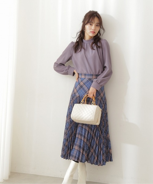 PROPORTION BODY DRESSING(プロポーションボディドレッシング)の「【美人百花10月号 掲載商品】チェックプリーツスカート / 1211220919(スカート・レディース・ボルドー/ブルー・SMALL/MEDIUM)」の4枚目の写真