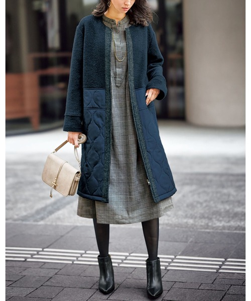 BELLUNA PLUS(ベルーナ)の「コットンウールグレンチェックワンピース(ワンピース・レディース・ブラック・X-LARGE/LARGE/MEDIUM)」の5枚目の写真
