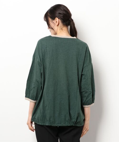 Samansa Mos2（サマンサ モスモス）の「裾しぼりゆるリンガーTシャツ（Tシャツ/カットソー・レディース・レッド/グリーン/チャコール/キナリ・ﾌﾘ-）」の6枚目の写真