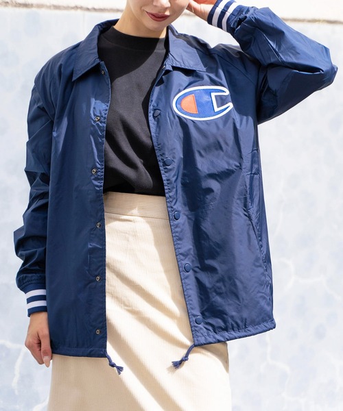 Champion（チャンピオン）の「【Wo】【it】Champion SATIN COACHES JACKET-SOLID（ミリタリージャケット・レディース・ブラック/ネイビー・MEDIUM/LARGE/SMALL）」の8枚目の写真
