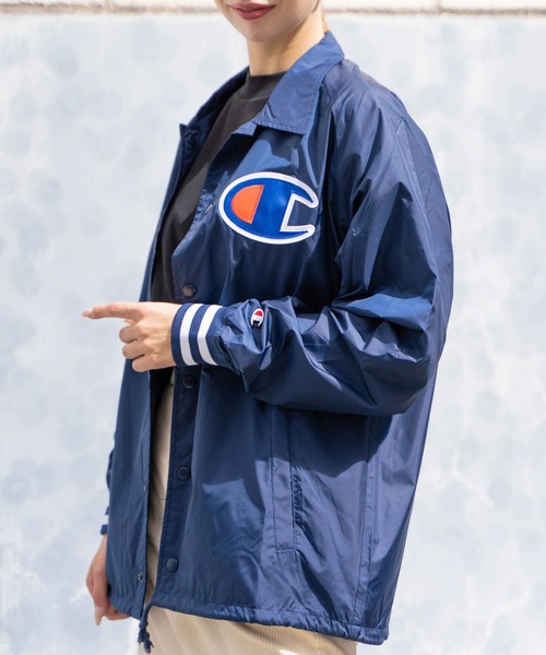 Champion（チャンピオン）の「【Wo】【it】Champion SATIN COACHES JACKET-SOLID（ミリタリージャケット・レディース・ブラック/ネイビー・MEDIUM/LARGE/SMALL）」の9枚目の写真