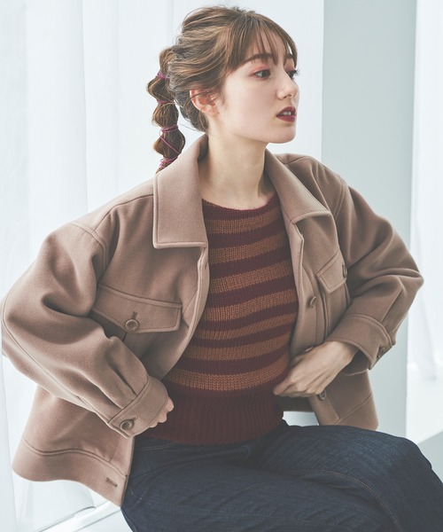 新品　トランテアン　定価47,300円　ファー付きマーメイドコート　モカ 31 Sons de mode（トランテアン ソン ドゥ モード）の「ファー