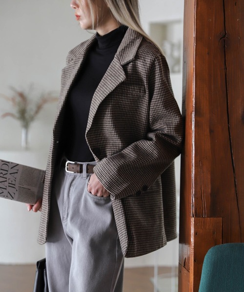 UNE MANSION(ユヌマンション)の「Woolチェックジャケット(チェスターコート・レディース・ブラック/ブラウン・FREE)」の22枚目の写真
