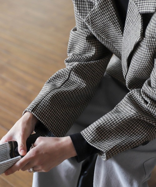 UNE MANSION(ユヌマンション)の「Woolチェックジャケット(チェスターコート・レディース・ブラック/ブラウン・FREE)」の20枚目の写真