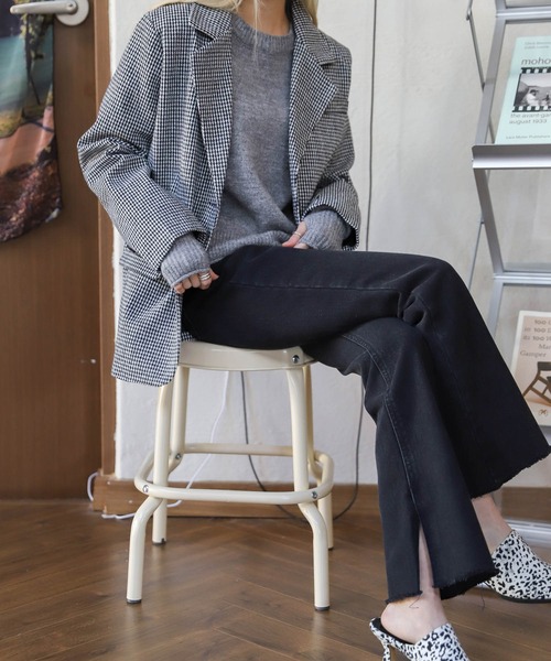 UNE MANSION(ユヌマンション)の「Woolチェックジャケット(チェスターコート・レディース・ブラック/ブラウン・FREE)」の13枚目の写真