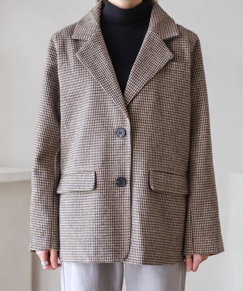 UNE MANSION(ユヌマンション)の「Woolチェックジャケット(チェスターコート・レディース・ブラック/ブラウン・FREE)」の10枚目の写真