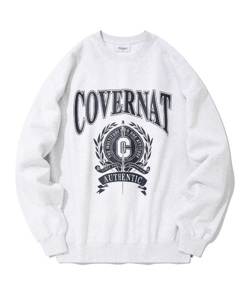 COVERNAT（カバーナット）の「【COVERNAT】IVY GRAPHIC OVERFIT SWEATSHIRTS / カバーナット アイビー グラフィック オーバーフィット スウェットシャツ（スウェット・メンズ・クリーム/ライトグレー/ネイビー/パープル・MEDIUM/LARGE/SMALL）」の2枚目の写真