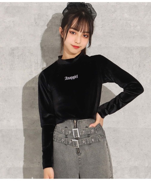 ANAP GiRL（アナップガール）の「ベロアミニネックショートトップス