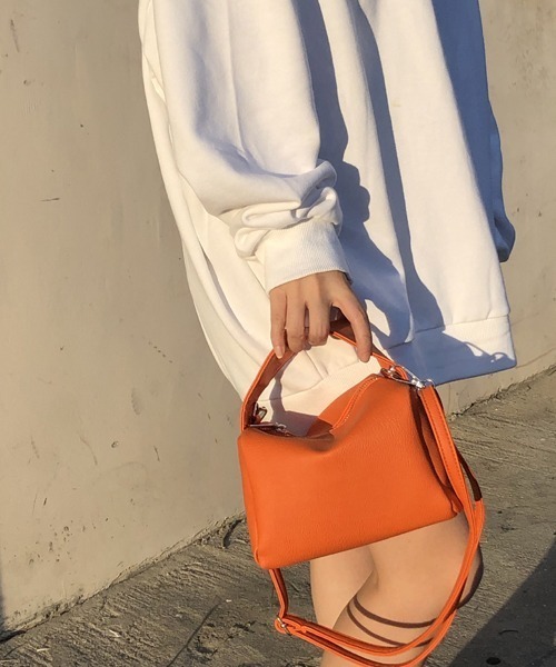 H.Warren(エイチウォーレン)の「2WAYミニボストン&ショルダーPUバッグ(ショルダーバッグ・レディース・ホワイト/ブラック/オレンジ・FREE)」の9枚目の写真