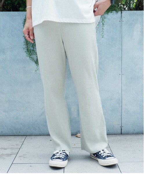 MANASTASH(マナスタッシュ)の「MANASTASH/マナスタッシュ W's RIB FLARE PANTS ウィメンズ リブフレアパンツ(その他パンツ・レディース・ブラック/アイボリー/ミント・MEDIUM)」の3枚目の写真