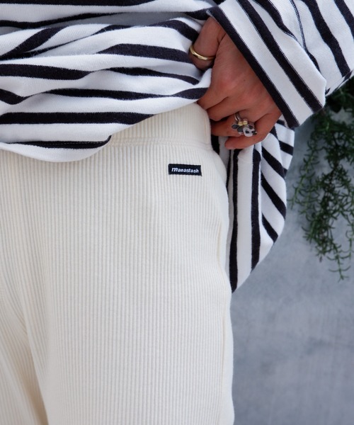 MANASTASH(マナスタッシュ)の「MANASTASH/マナスタッシュ W's RIB FLARE PANTS ウィメンズ リブフレアパンツ(その他パンツ・レディース・ブラック/アイボリー/ミント・MEDIUM)」の8枚目の写真