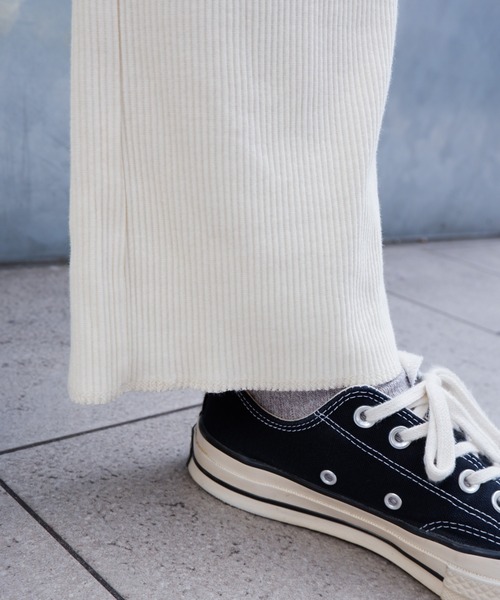 MANASTASH(マナスタッシュ)の「MANASTASH/マナスタッシュ W's RIB FLARE PANTS ウィメンズ リブフレアパンツ(その他パンツ・レディース・ブラック/アイボリー/ミント・MEDIUM)」の6枚目の写真