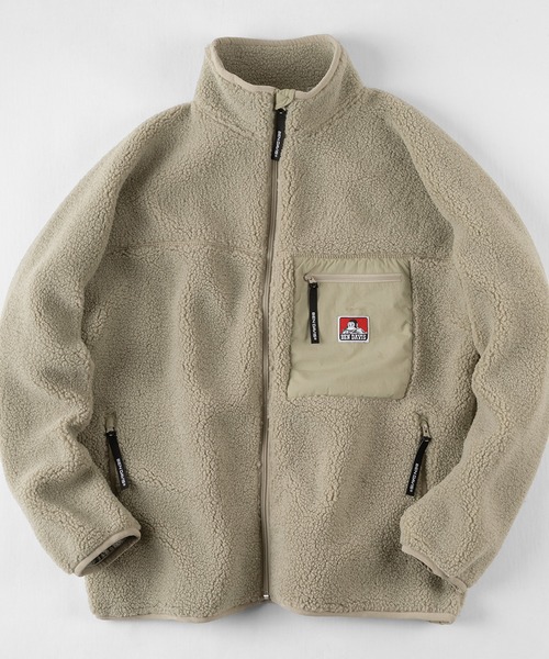 BEN DAVIS（ベンデイビス）の「【BEN　DAVIS/ベンデイビス】ボアスタンドカラー ジャケット/静電気軽減（ブルゾン・メンズ・ブラック/オフホワイト/オリーブ/モカ・M/L/XL）」の2枚目の写真