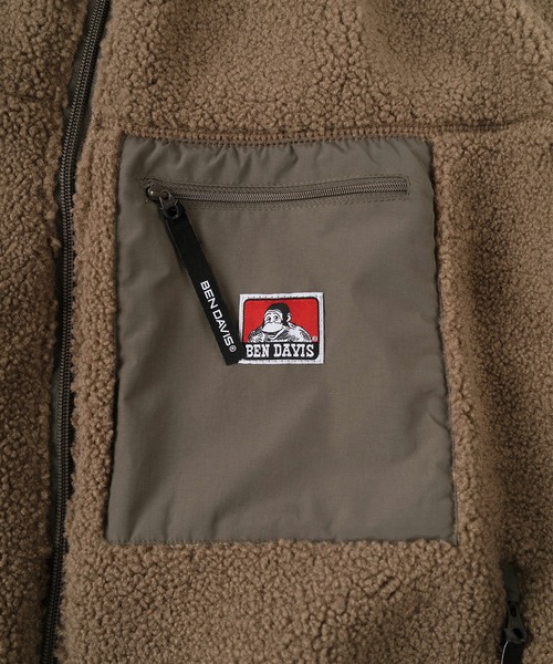BEN DAVIS（ベンデイビス）の「【BEN　DAVIS/ベンデイビス】ボアスタンドカラー ジャケット/静電気軽減（ブルゾン・メンズ・ブラック/オフホワイト/オリーブ/モカ・M/L/XL）」の6枚目の写真