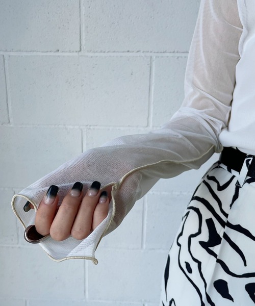 PAGEBOY（ページボーイ）の「シアーメロータートル（Tシャツ/カットソー・レディース・オフホワイト/ブラック/ピンク・FREE）」の5枚目の写真