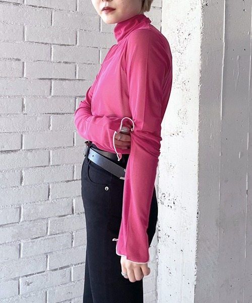 PAGEBOY（ページボーイ）の「シアーメロータートル（Tシャツ/カットソー・レディース・オフホワイト/ブラック/ピンク・FREE）」の16枚目の写真