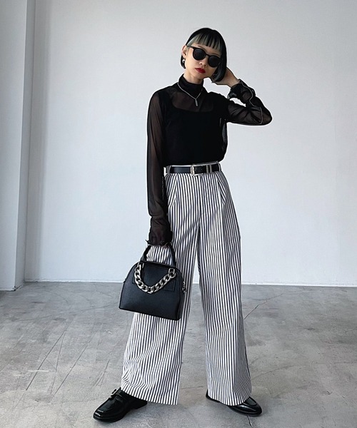 PAGEBOY（ページボーイ）の「シアーメロータートル（Tシャツ/カットソー・レディース・オフホワイト/ブラック/ピンク・FREE）」の10枚目の写真