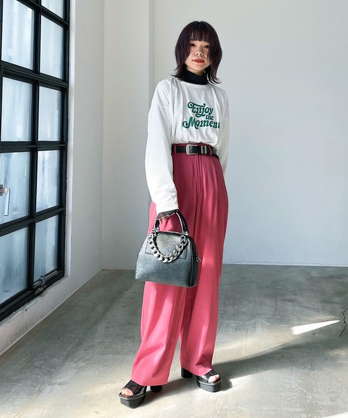 PAGEBOY（ページボーイ）の「シアーメロータートル（Tシャツ/カットソー・レディース・オフホワイト/ブラック/ピンク・FREE）」の13枚目の写真