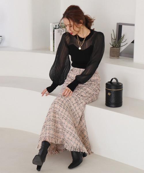 ROYAL PARTY(ロイヤルパーティー)の「アイレットリブシアー切替トップス(ニット/セーター・レディース・ブラック/ベージュ/ピンク・FREE)」の20枚目の写真