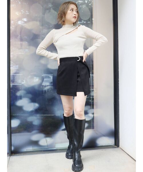 MURUA（ムルーア）の「カットスウェードラップキュロット（その他パンツ・レディース・ブラック/アイボリー/モカ・FREE）」の4枚目の写真