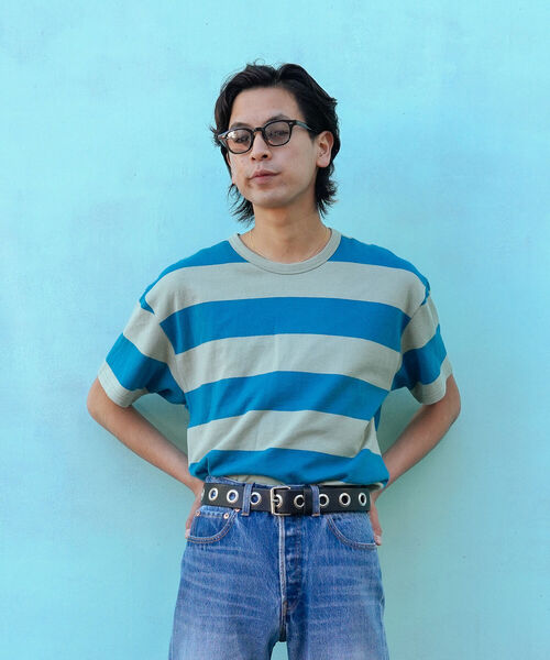 VAPORIZE（ヴェイパライズ）の「VAPORIZE / Border T-shirt（Tシャツ/カットソー・メンズ・ケリー/イエロー・LARGE/X-LARGE/SMALL/MEDIUM）」の2枚目の写真